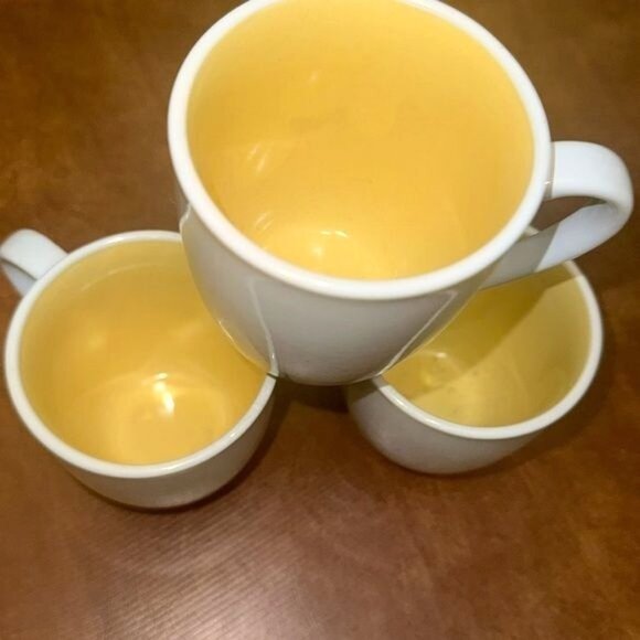 Set Of 3 Essential Home White & Yellow Mugs - Ceramic Coffee Cups - Picture 2 of 8